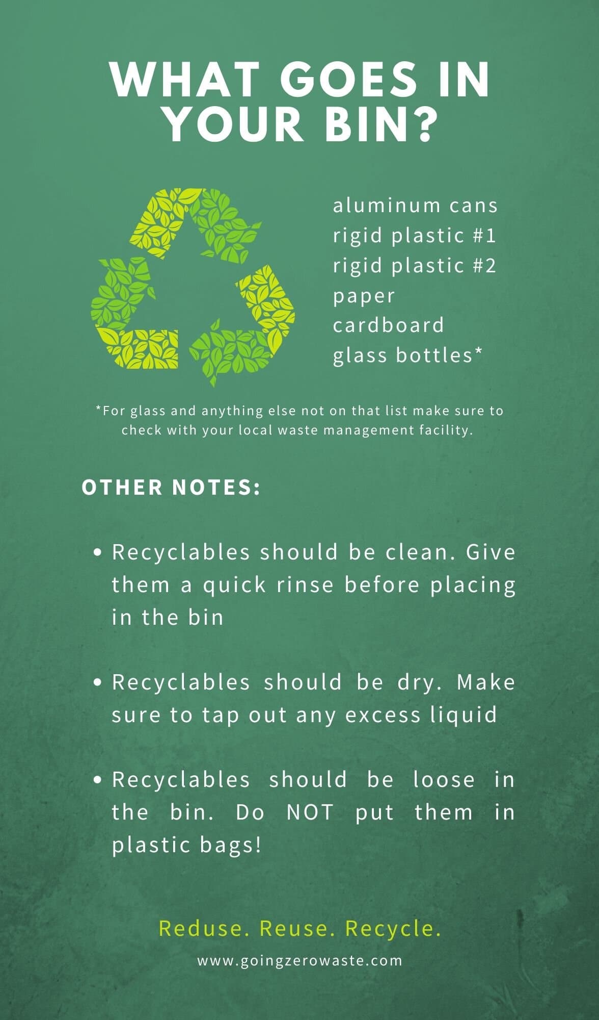 Recycling 101, 5 Easy Things Everyone Needs to Know about Recycling from www.goingzerowaste.mom #recycling #recyclables #zerowaste #howtorecycle