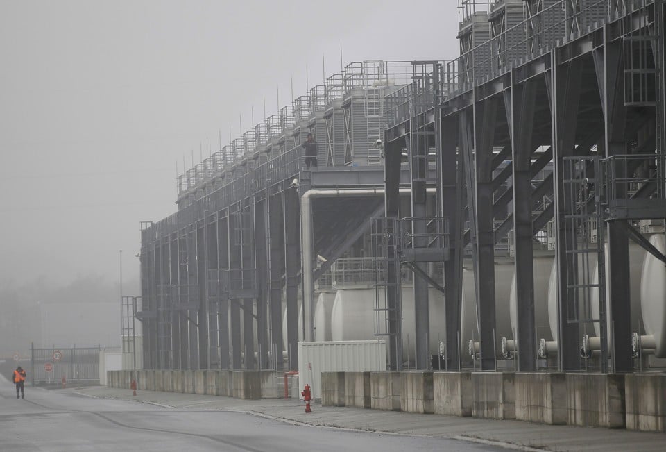   Tanks containing coolant for servers at a Google Data center in Saint Ghislain, Belgium. Image via The Atlantic  