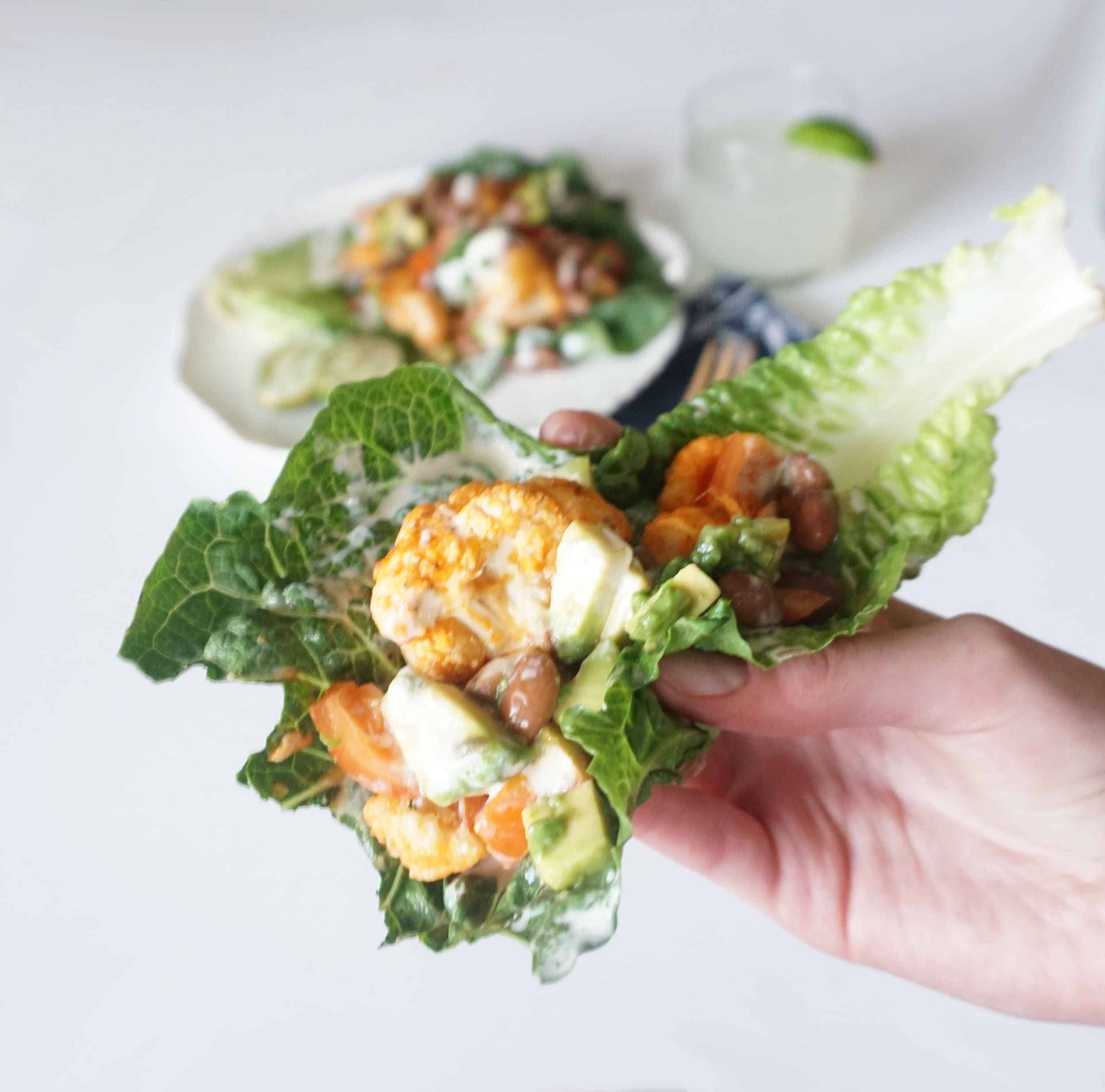 The lettuce wrap is crisp and easily holds the weight of all the toppings.