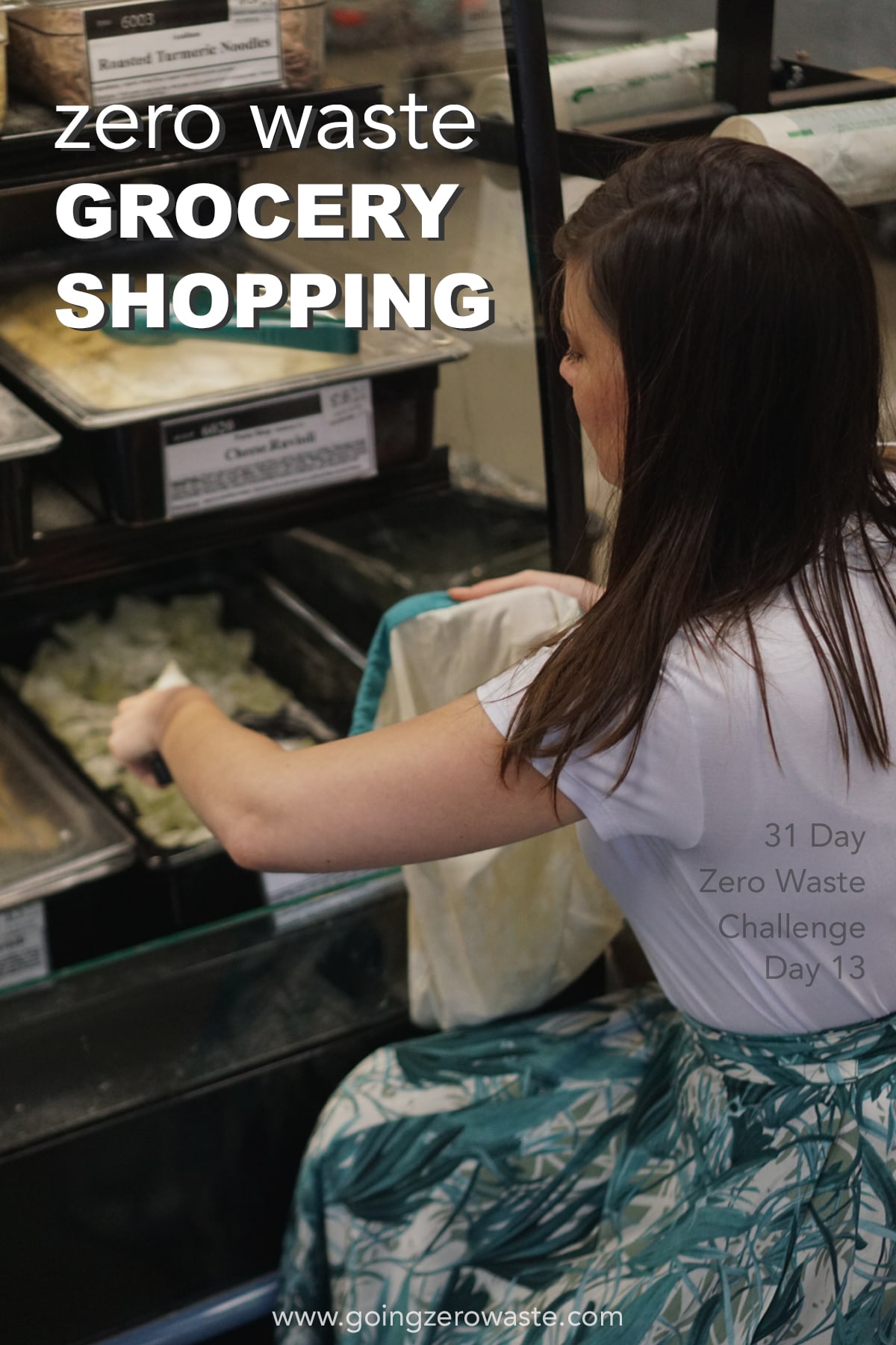 Zero Waste Grocery Shopping - Day 13 of the Zero Waste Challenge from www.goingzerowaste.mom #zerowaste #ecofriendly #gogreen #sustainable #zerowastechallenge #challenge #sustainablelivingchallenge #groceries #grocerystore 