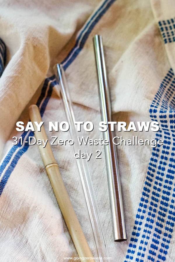Say No To Straws - Day 2 of the Zero Waste Challenge from www.goingzerowaste.mom #zerowaste #ecofriendly #gogreen #sustainable #zerowastechallenge #challenge #sustainablelivingchallenge #straws #saynotostraws