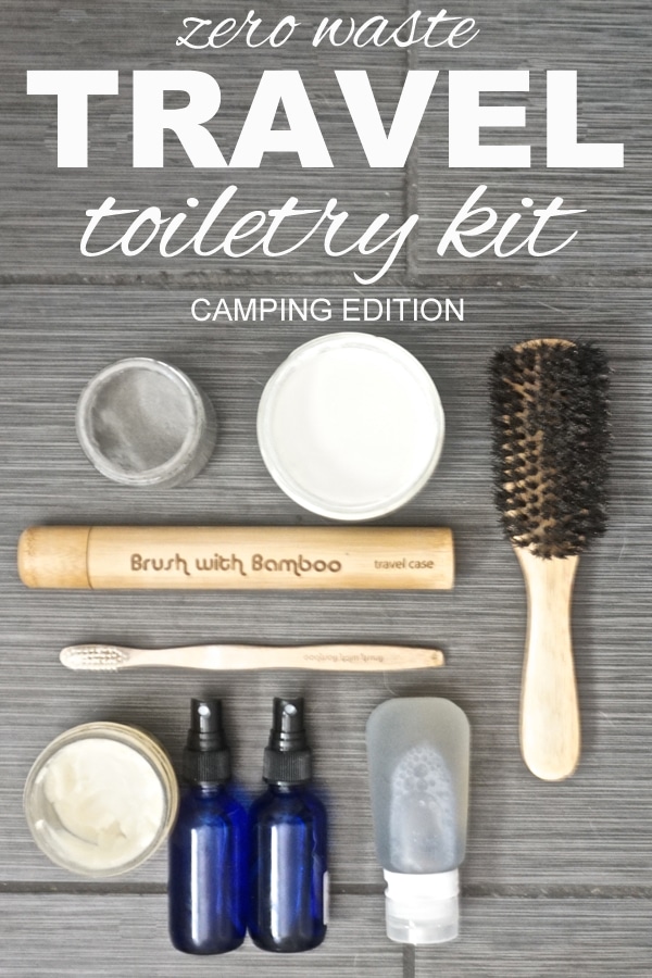 zero waste travel toiletry kit from www.goingzerowaste.mom #zerowaste #sustainable #ecofriendly #travel