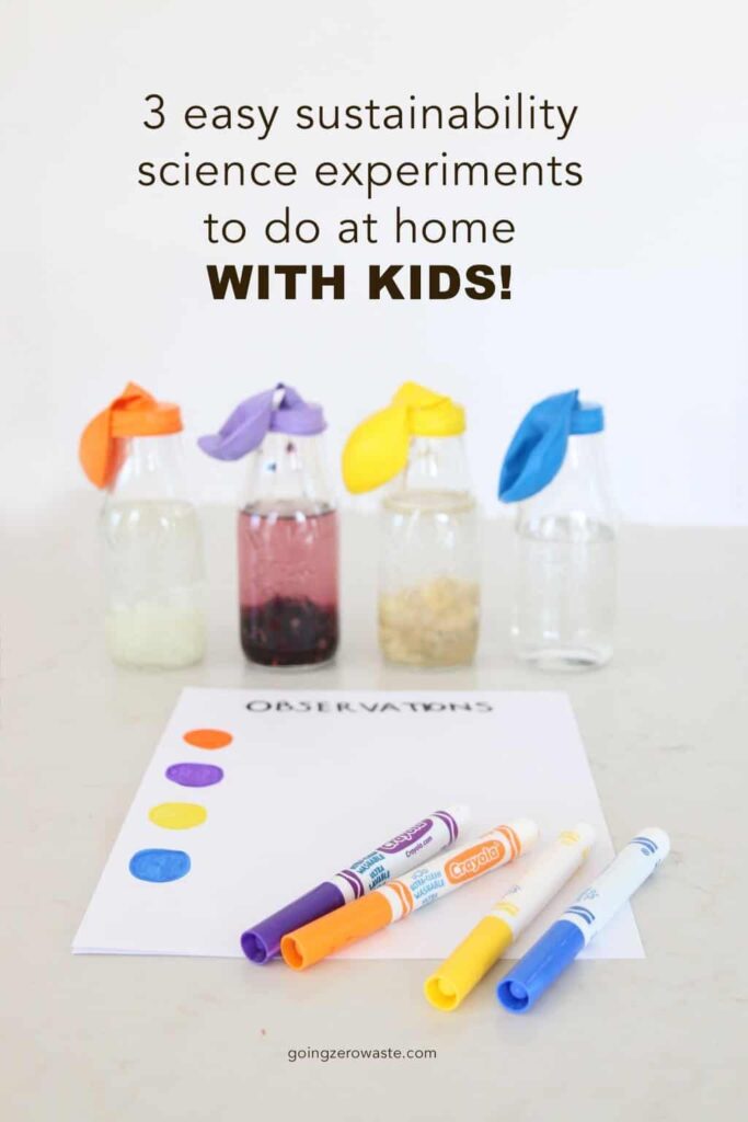 3 Simple Sustainability Science Experiments To Do At Home With Kids, Tracking Food Waste from www.goingzerowaste.mom #zerowaste #foodwaste #scienceexperiements #kids #science #scienceproject #zerowaste #ecofriendly
